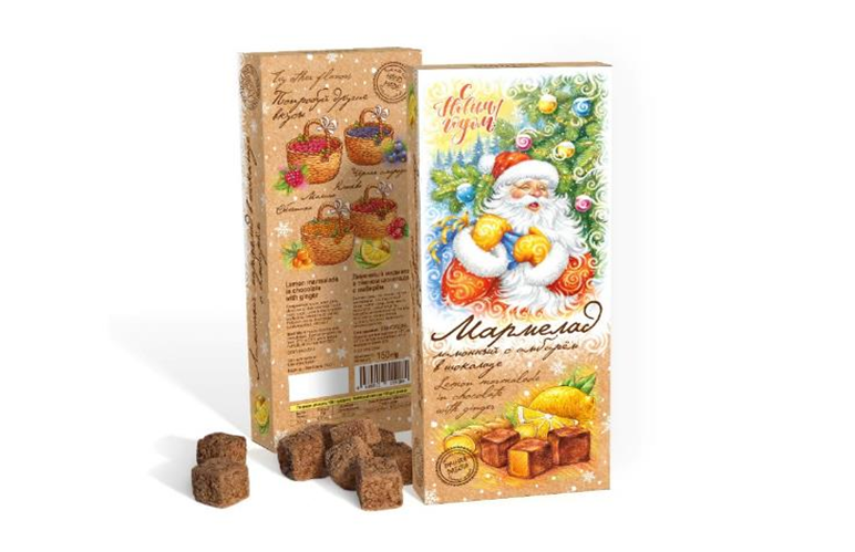  Сладарт(11443) Мармелад НОВОГОДНИЙ Лимонный с имбирём в тёмном шоколаде, 150г    в Иркутске