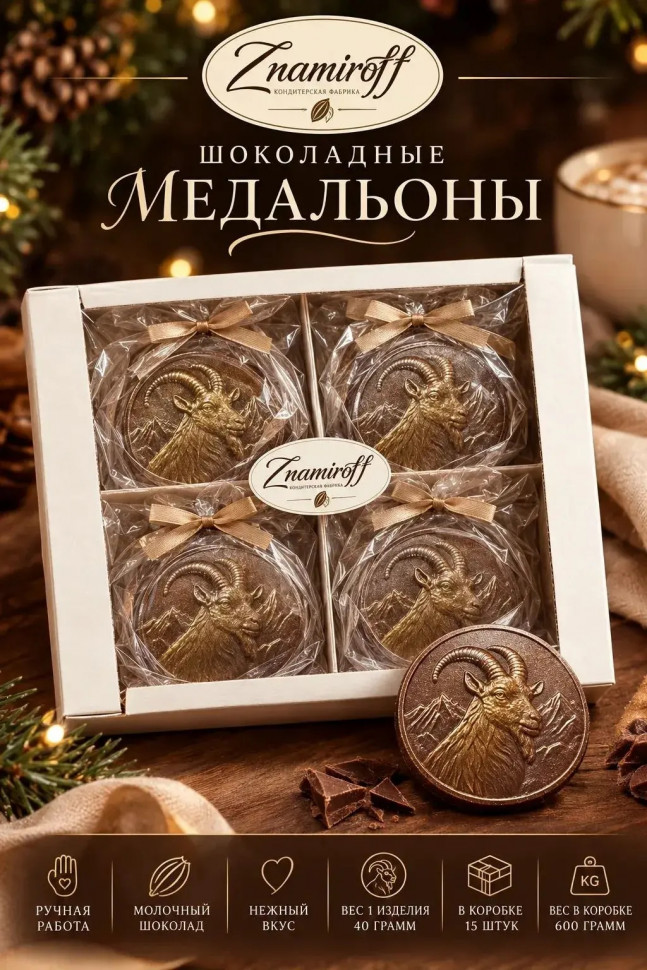  Фигурный шоколад Медальоны Козлики(15шт по 40г) в Иркутске