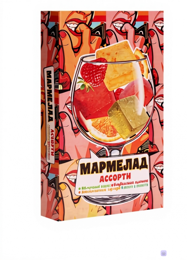 №2 Мармелад АлкоАссорти(яблочный виски, клубничный просекко, апельсиновый вермут, лайм текила) 110г в Иркутске