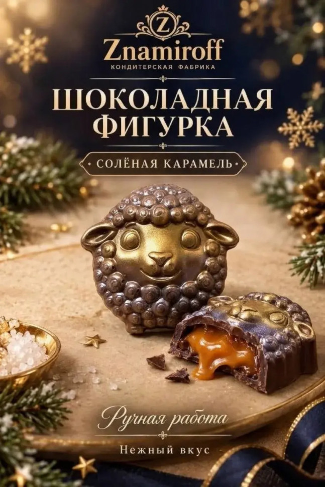  Шоколад фигурный "Овечка-мордашка" молочный шоколад с начинкой солёная карамель(блок 5шт по 70г) в Иркутске