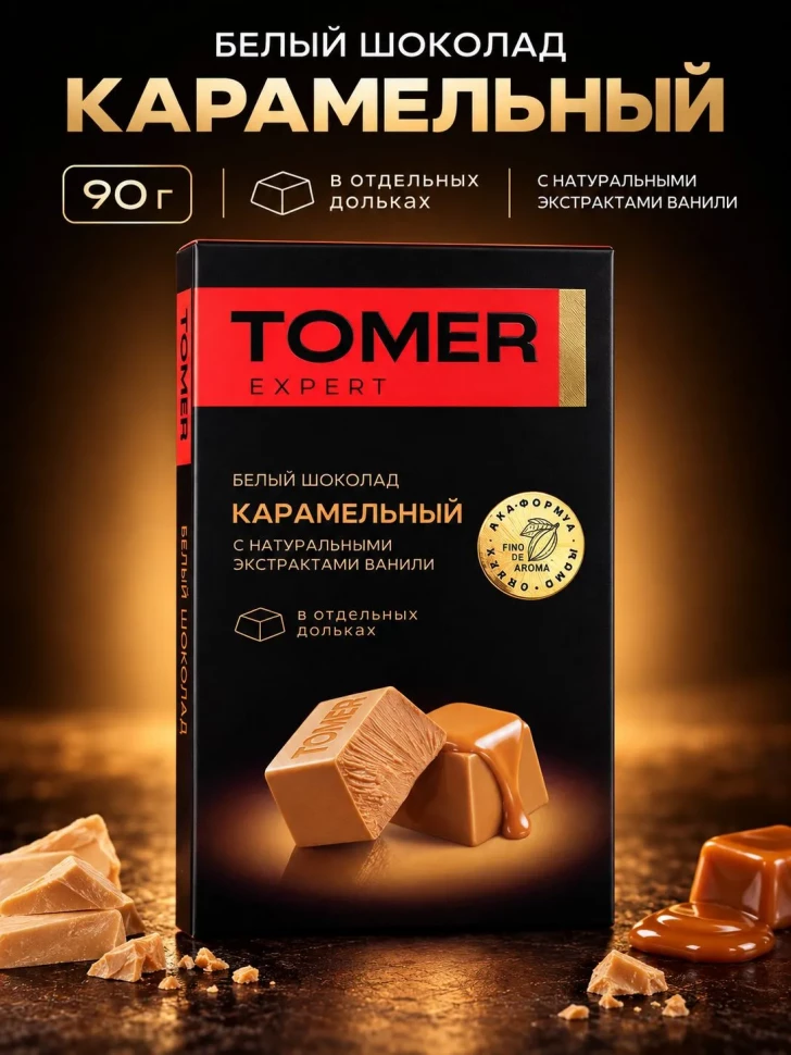  Фабрика Томер  Белый шоколад КАРАМЕЛЬНЫЙ, 90г  в Иркутске